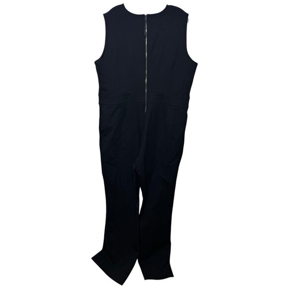 Spanx Ponte Perfect Sleeveless Jumpsuit Black 2X Tall Wide Leg Workwear Office - Picture 3 of 15